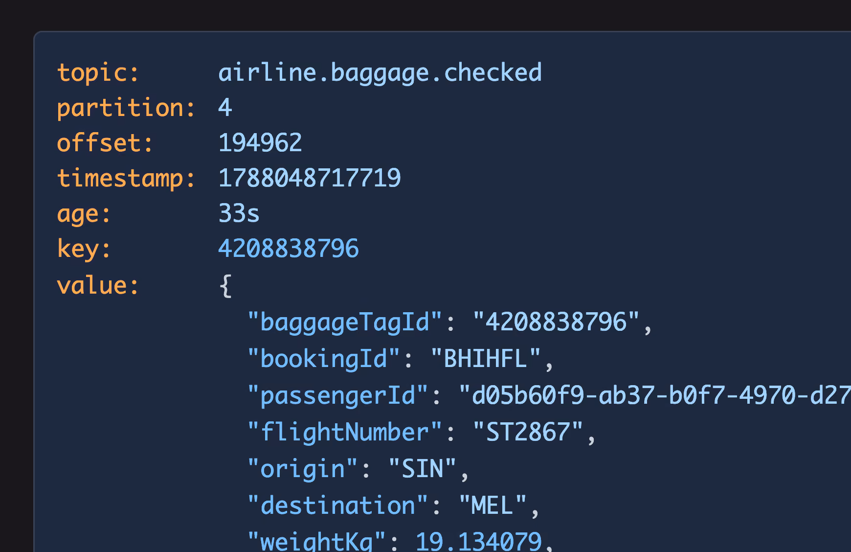 Kpow data inspect view showing a streaming search across multiple Kafka topics