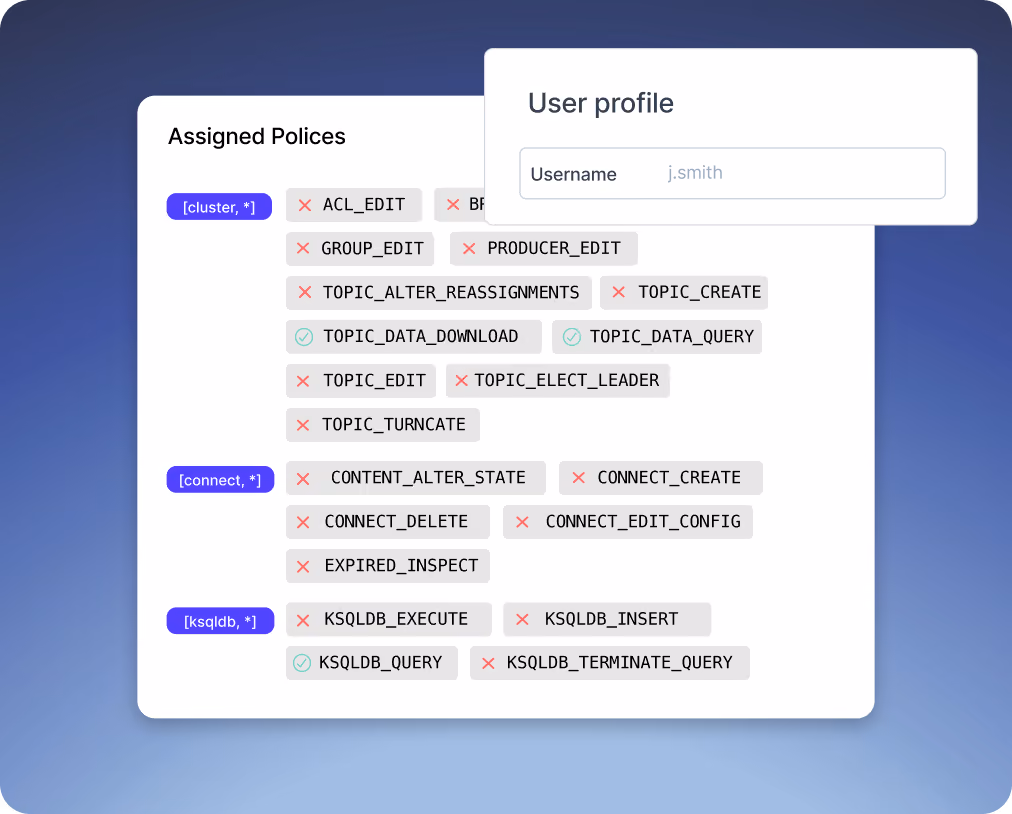 Kpow Govern view showing role-based access control and audit log