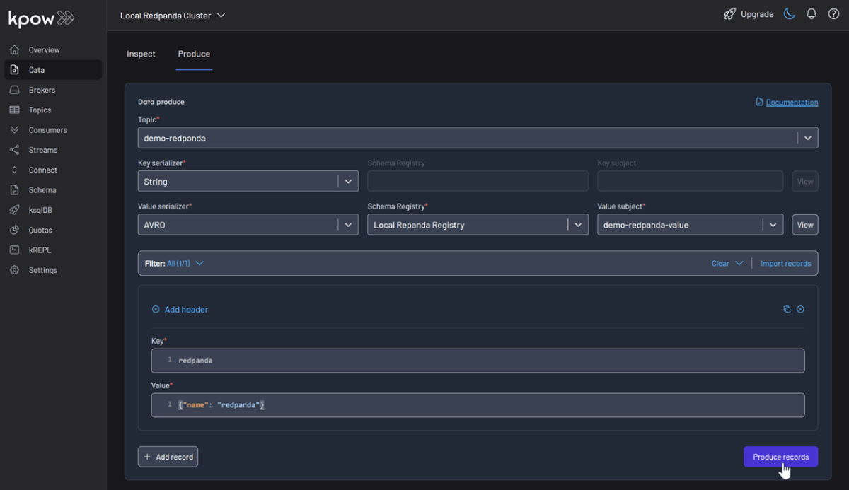 Product Records on Redpanda Registry