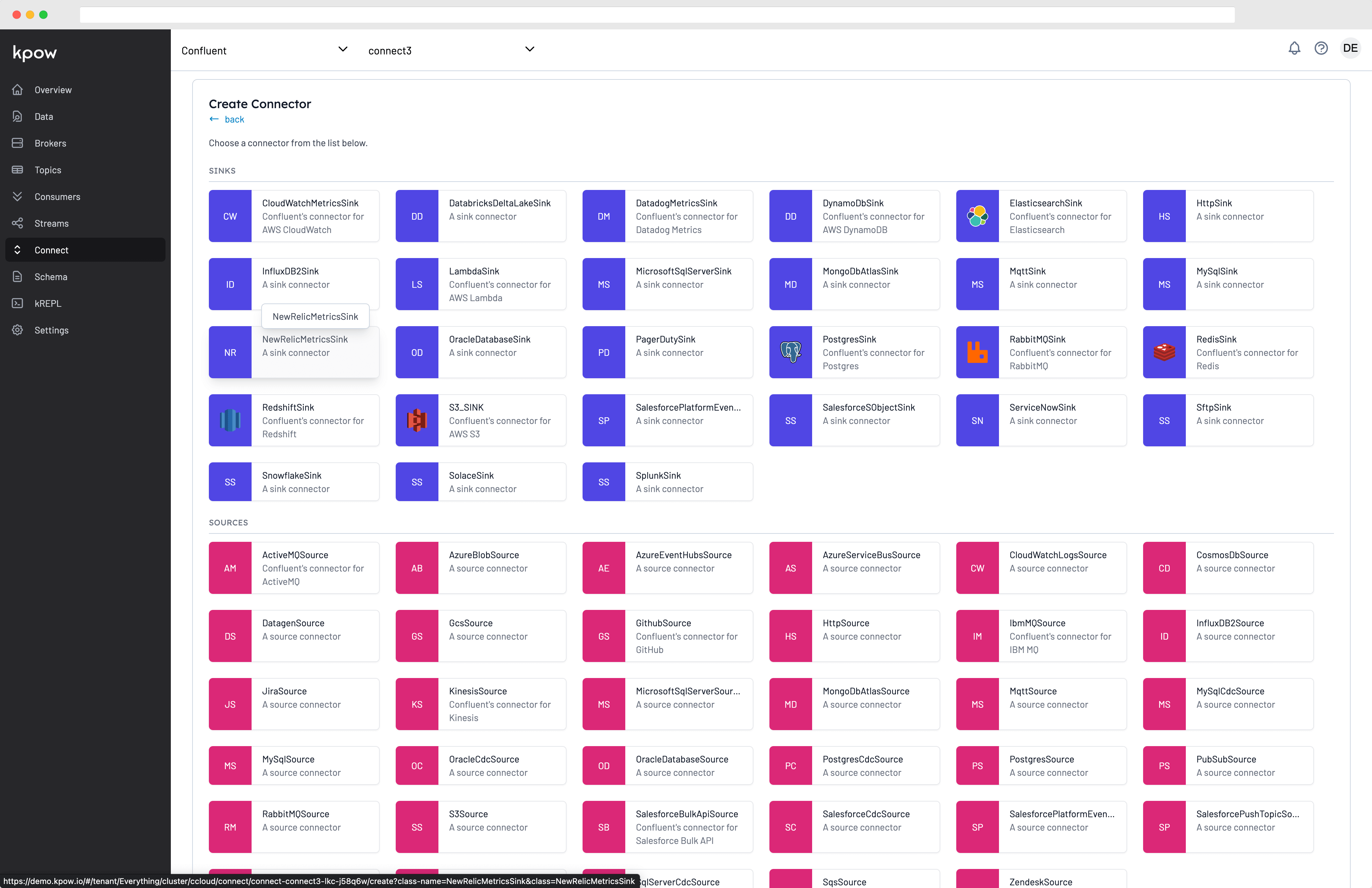 Kpow Confluent Managed Connect UI