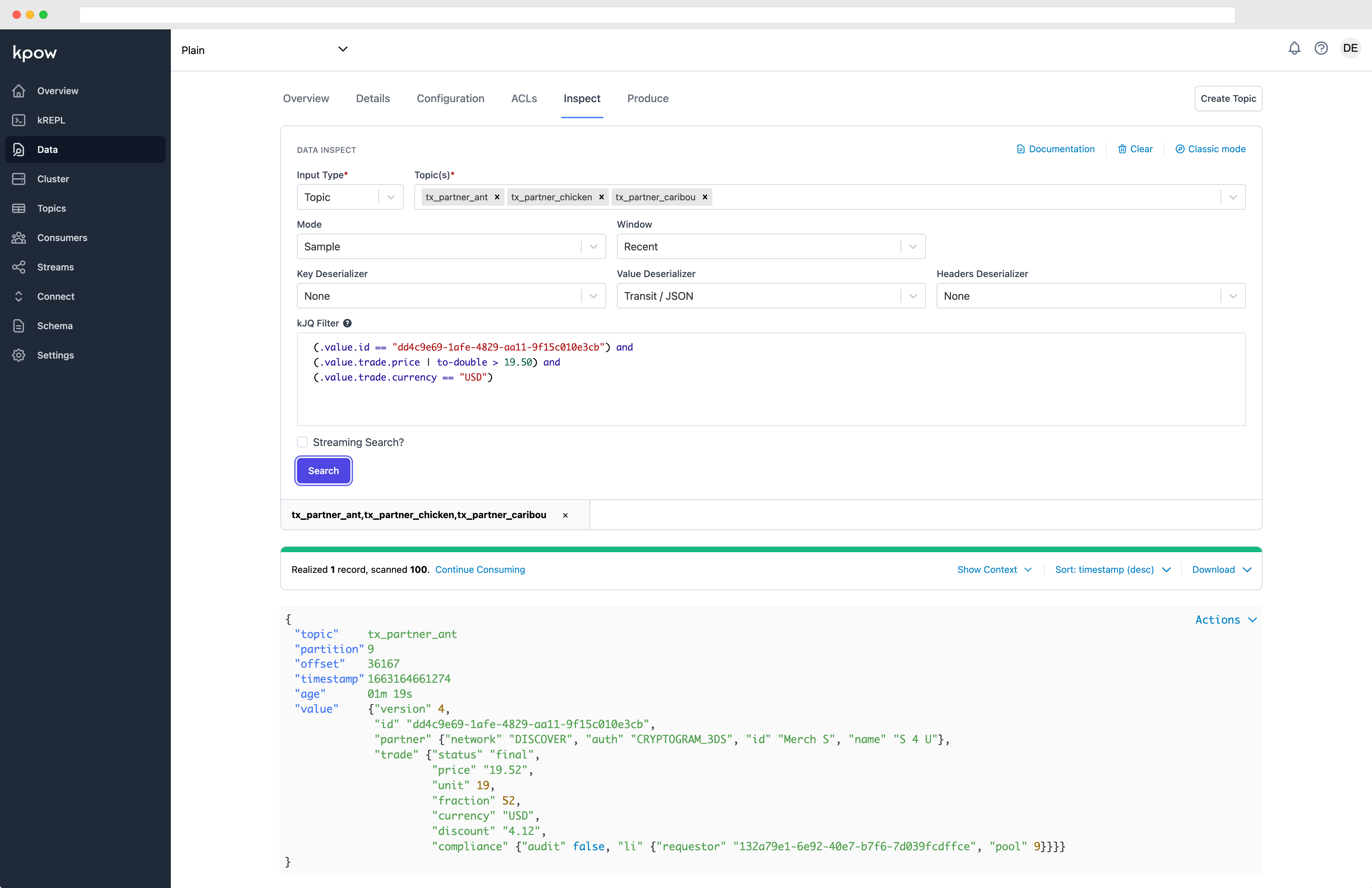 Kpow supports header search with kJQ